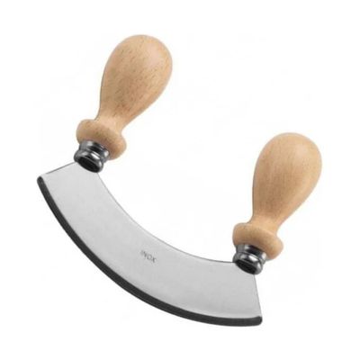 Calder Mezzaluna da Cucina in Acciaio Inox con Manici in Legno
