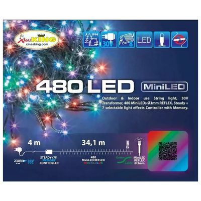 LOTTI Catena Luminosa 480 MiniLED Multicolore 34,1 m IP44 con Controller