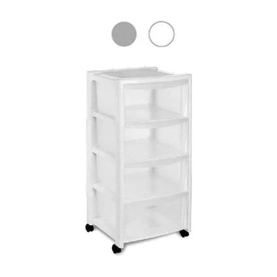 Stefanplast Libera 4 Cassettiera in Plastica con Ruote, 4 Cassetti, 40 × 40 × 80 cm, Grigio Silver