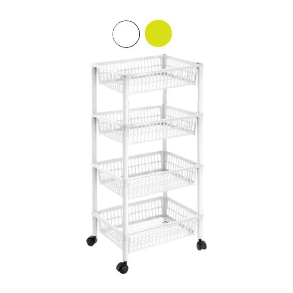 Tontarelli Mito Carrello a 4 Cestini Bianco 40 × 29 × 91 cm