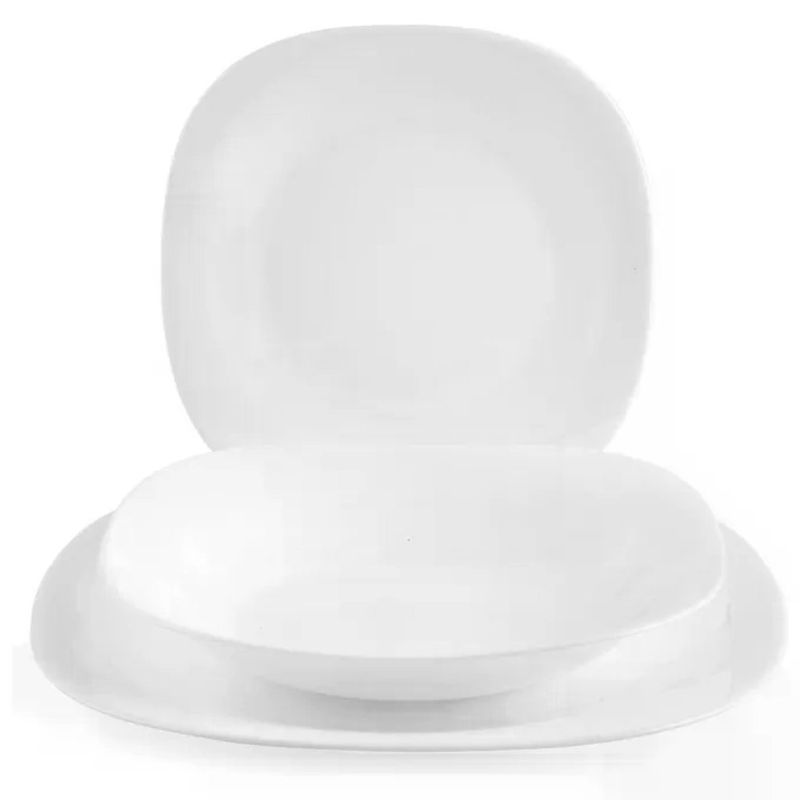 Bormioli Rocco Parma Servizio Piatti 18 Pezzi per 6 Persone, Vetro Opale Temperato Bianco