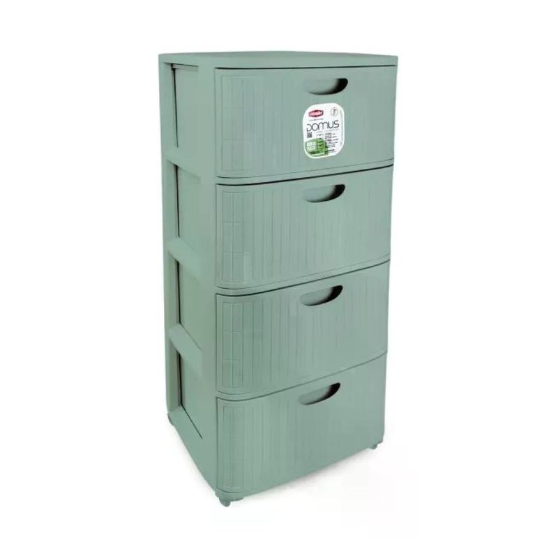 Stefanplast Domus Slim – Cassettiera 4 cassetti verde tè, 30 × 40 × 80 cm