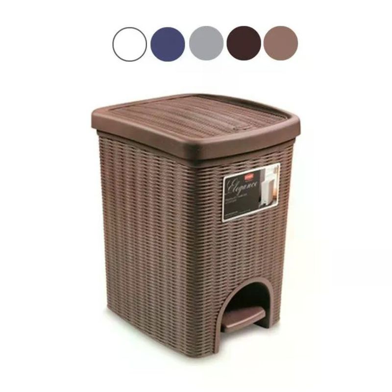 Stefanplast Elegance Pattumiera Rattan con Pedale 20 L Grigia