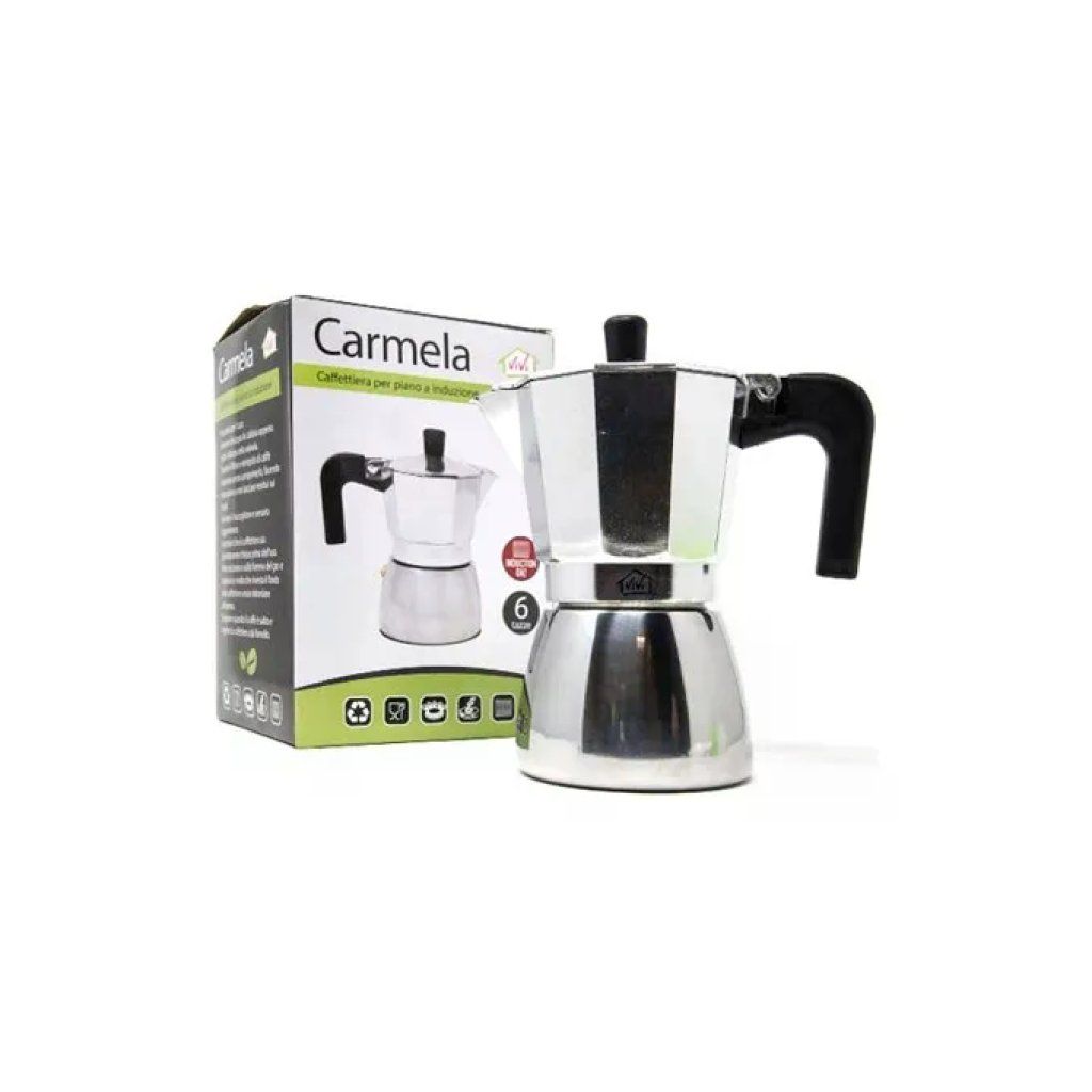 3C CASA Caffettiera a induzione Carmela 6 tazze in acciaio inox