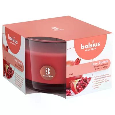 Bolsius True Scents Candela Profumata al Melograno, Bicchiere Rosso, 24h Bolsius True Scents Candela Profumata al Melograno, Bicchiere Rosso, 24h