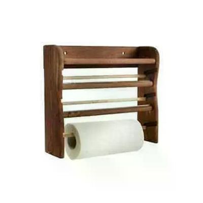 3C CASA ME0151S – Mensola da parete portarotoli tripla, noce scuro