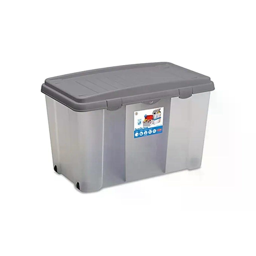 Stefanplast Family Box 120 L Contenitore con Ruote e Divisori Silver