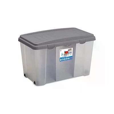 Stefanplast Family Box 120 L Contenitore con Ruote e Divisori Silver