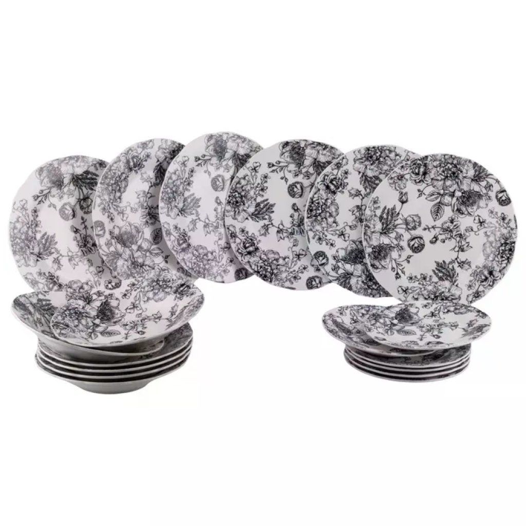 VDE Tivoli 1996 Madame Black – Servizio Piatti in Porcellana, 18 Pezzi