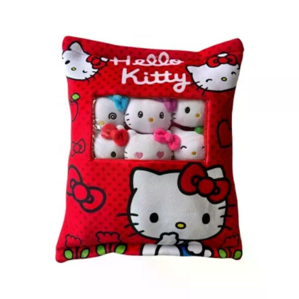 HELLO KITTY Cuscino Peluche Hello Kitty con 6 Mini Peluche, 30 x 38 cm HELLO KITTY Cuscino Peluche Hello Kitty con 6 Mini Peluche, 30 x 38 cm