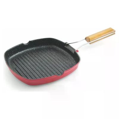 GALILEO Bistecchiera Grill 28x28 cm a Induzione con Manico Pieghevole – Rossa