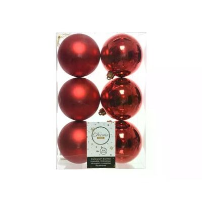 Amicasa – Set 6 sfere natalizie rosse 8 cm Amicasa – Set 6 sfere natalizie rosse 8 cm