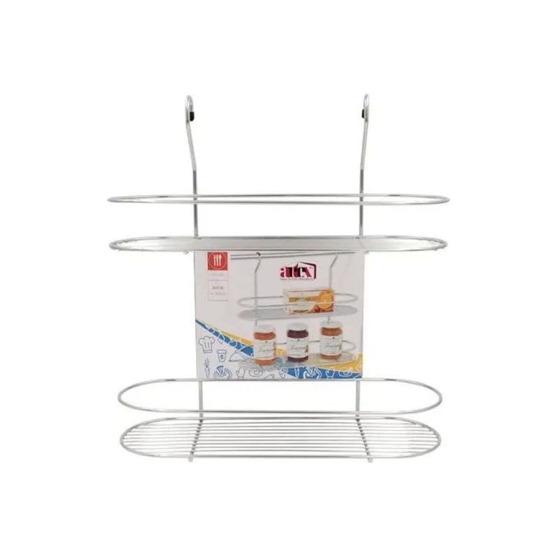 Artex Mensola Portabarattoli a 2 Piani per Barra da Cucina Realizzata in Filo di Metallo Cromato