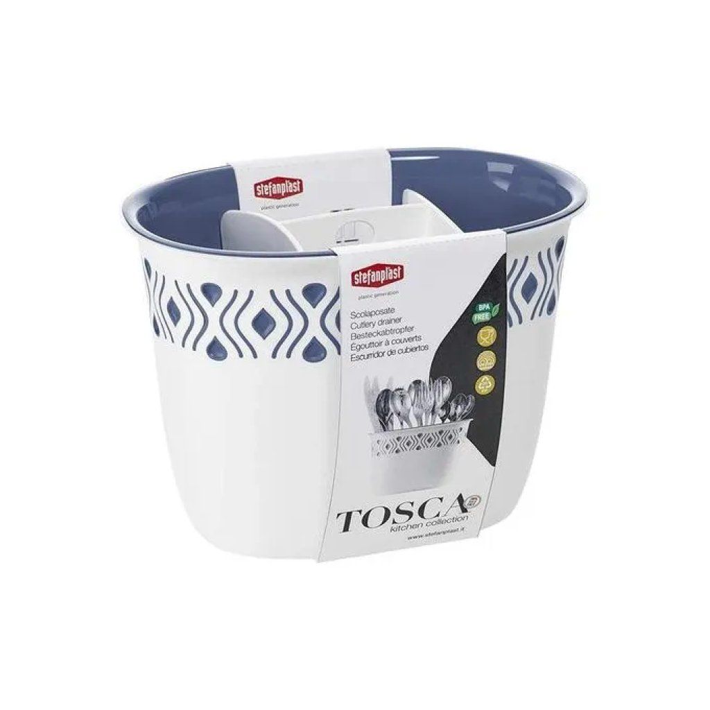 Stefanplast Tosca Scolaposate con 4 Scomparti, Bianco e Blu, 19,5 × 13,5 cm Stefanplast Tosca Scolaposate con 4 Scomparti, Bianco e Blu, 19,5 × 13,5 cm