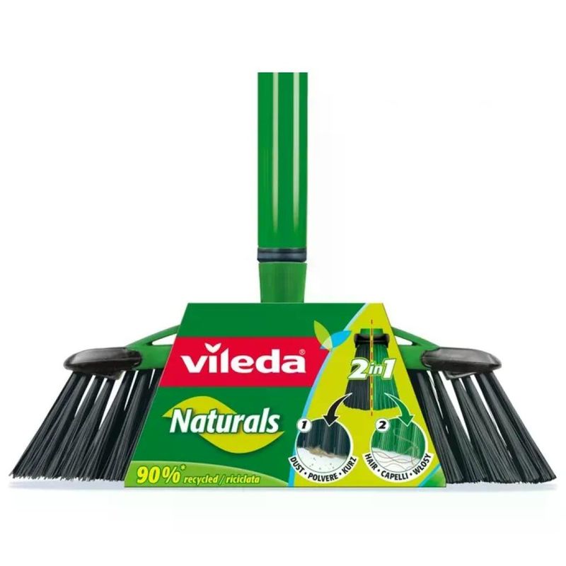 Vileda Naturals Scopa 2in1 con Manico in Acciaio