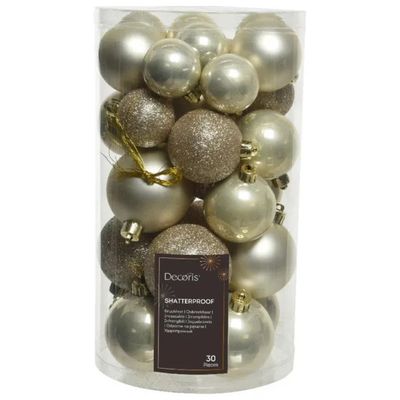 AMICASA Set 30 Palline di Natale Decoris Color Perla, 4–6 cm AMICASA Set 30 Palline di Natale Decoris Color Perla, 4–6 cm