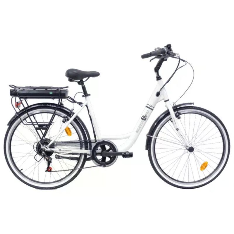 Smartway C6D4SCW bicicletta elettrica city 26 pollici acciaio motore 250W autonomia 45 km 6 rapporti Bianco