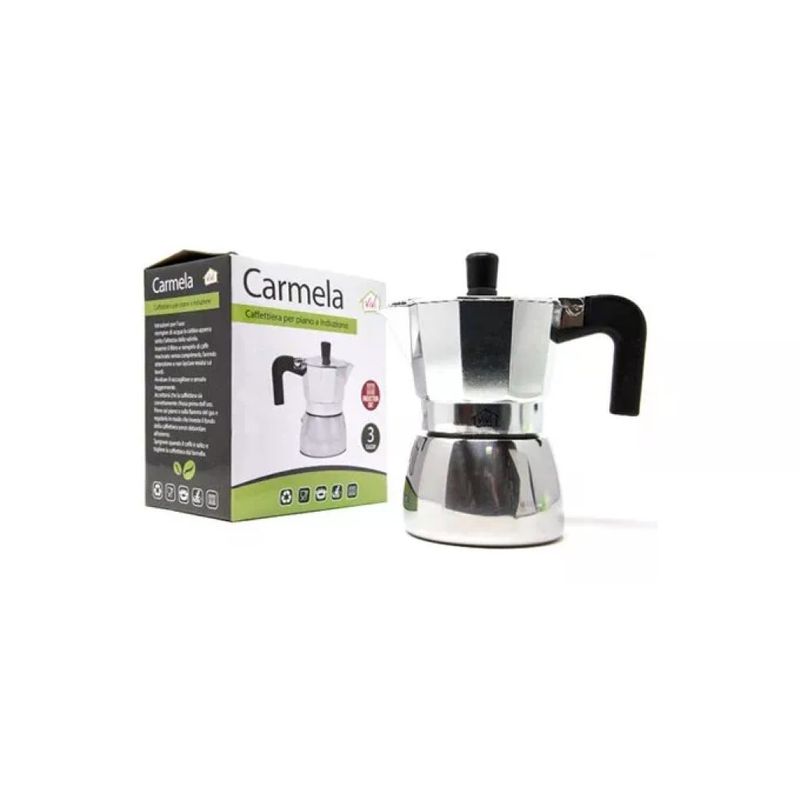 3C CASA Caffettiera Moka 3 Tazze per Induzione in Acciaio Inox 3C CASA