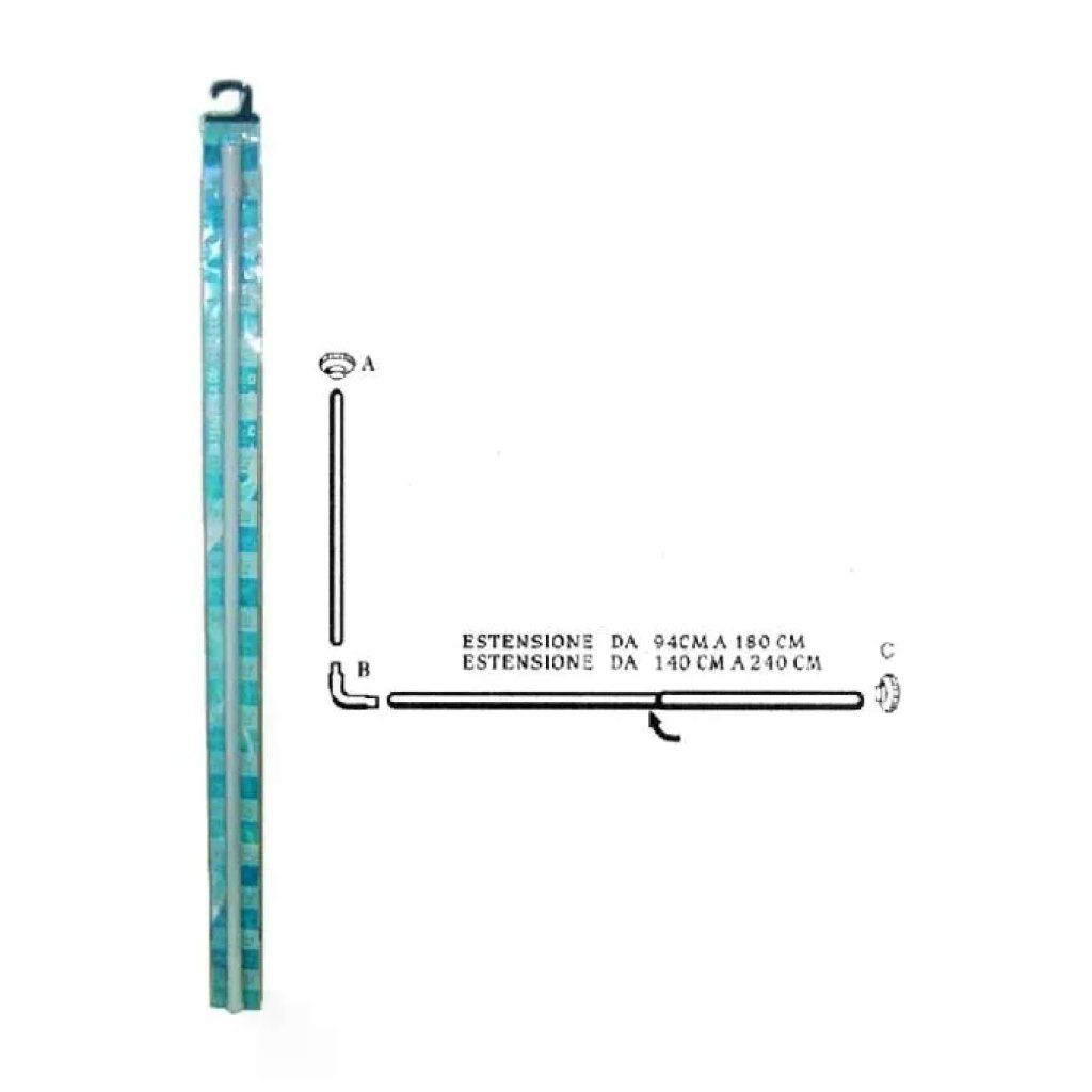 Aglaia Tubo Estensibile per Tenda Doccia 94-180 cm con Tubo Fisso da 80 cm Aglaia Tubo Estensibile per Tenda Doccia 94-180 cm con Tubo Fisso da 80 cm