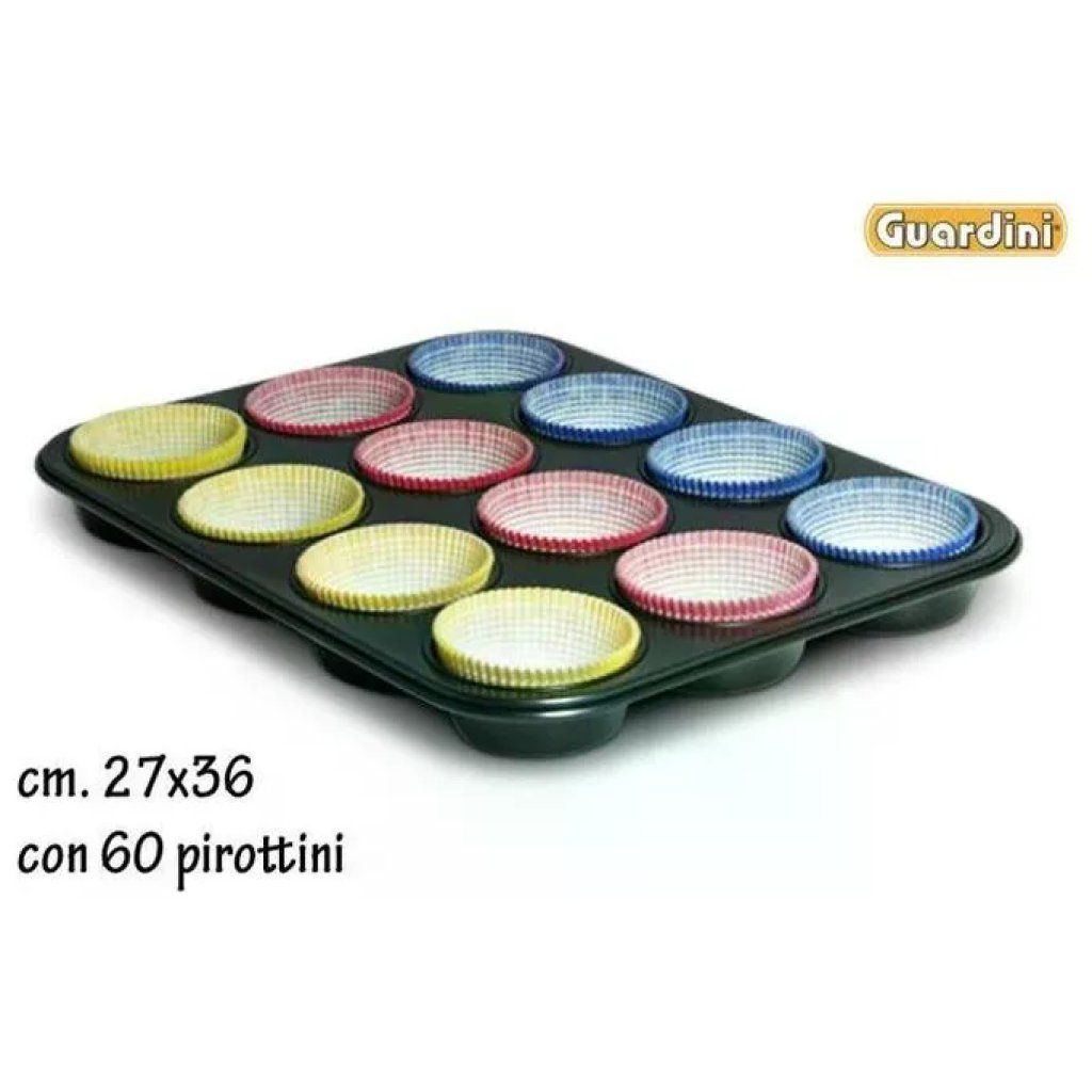 Guardini Gardenia Stampo per 12 Muffin con 60 Pirottini