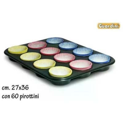 Guardini Gardenia Stampo per 12 Muffin con 60 Pirottini Guardini Gardenia Stampo per 12 Muffin con 60 Pirottini