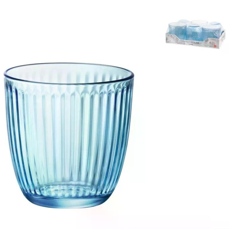Bormioli Rocco Line – Set 6 bicchieri acqua 29 cl, Lively Blue