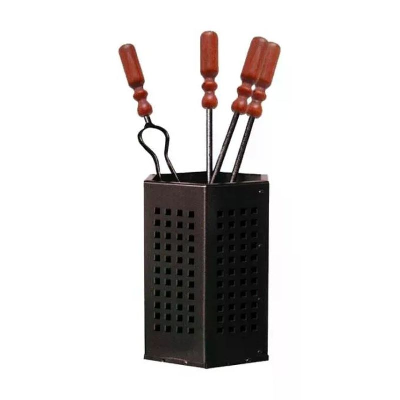 MILLE HCM50 Set Attrezzi per Camino, 4 Pezzi, Nero, Altezza 50 cm