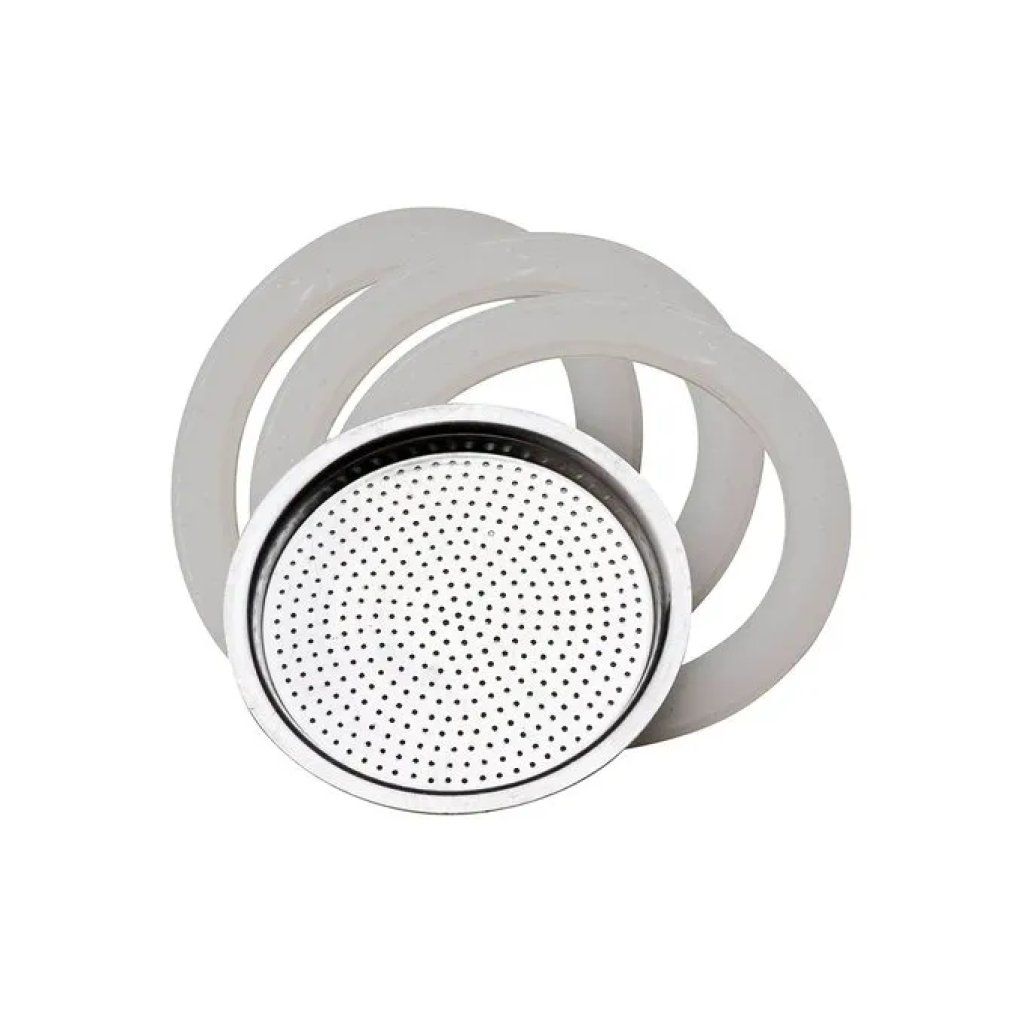 Pedrini Steelmoka – Set guarnizioni e filtro per moka da 6 tazze Pedrini Steelmoka – Set guarnizioni e filtro per moka da 6 tazze