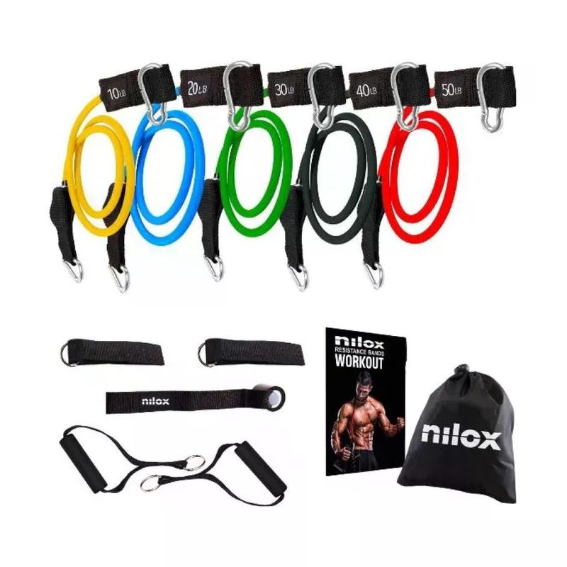 Nilox Set Elastici Fitness 5 Bande con Accessori
