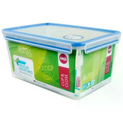 EMSA Clip&Close contenitori rettangolari per alimenti 8,2 L, blu, confezione da 2