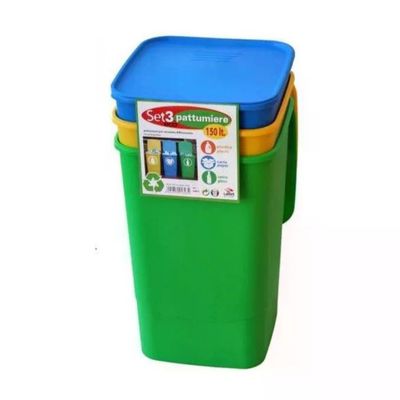 LEGA Eco Smart Set 3 Pattumiere per Raccolta Differenziata, 50 L, Polipropilene
