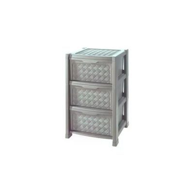 Tontarelli Arianna cassettiera a 3 cassetti effetto rattan, colore talpa, 39 × 39 × 63,5 cm