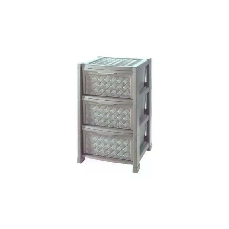 Tontarelli Arianna cassettiera a 3 cassetti effetto rattan, colore talpa, 39 × 39 × 63,5 cm