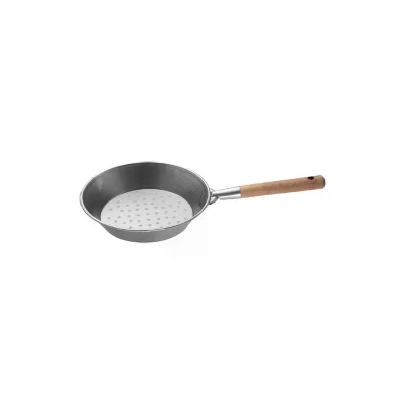 3C CASA Padella per Castagne in Ferro 27 cm con Manico in Legno