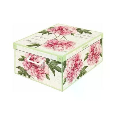 Lavatelli 660 PE Scatola Portaoggetti Peonie con Coperchio 50x39x24 cm