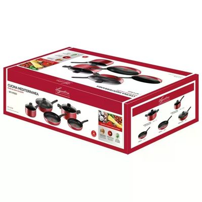 Lagostina Cucina Mediterranea – Batteria da cucina 8 pezzi, rossa