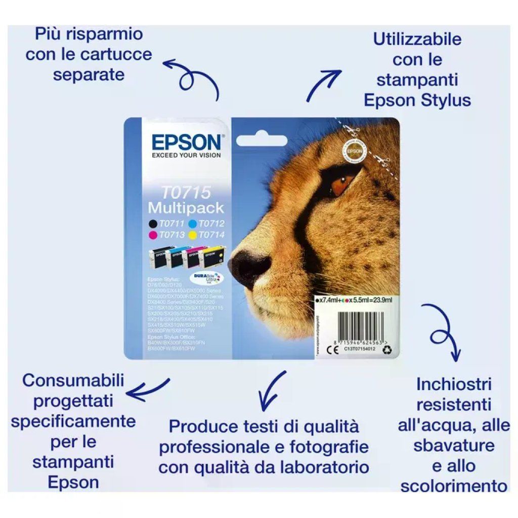 Epson T0715 Multipack Cartucce Originali DURABrite Ultra