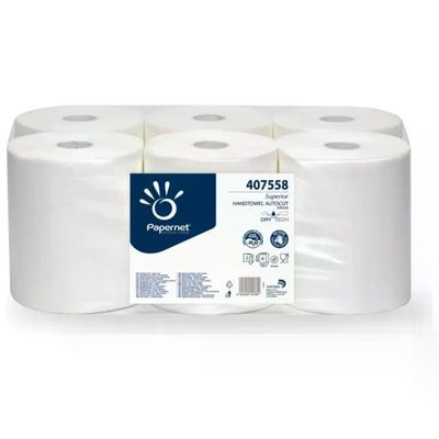 Papernet 407558 Asciugamani a Rotolo Autocut, 2 Veli, 105 m, Confezione da 6