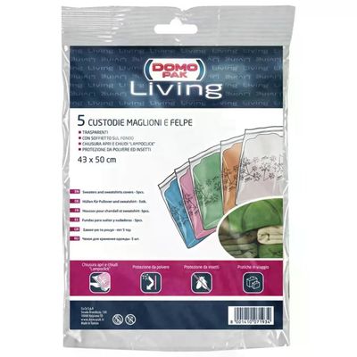 CUKI Domopak Living Sacchetti Antipolvere per Maglioni e Felpe, 43 x 50 cm, 5 Pezzi CUKI Domopak Living Sacchetti Antipolvere per Maglioni e Felpe, 43 x 50 cm, 5 Pezzi