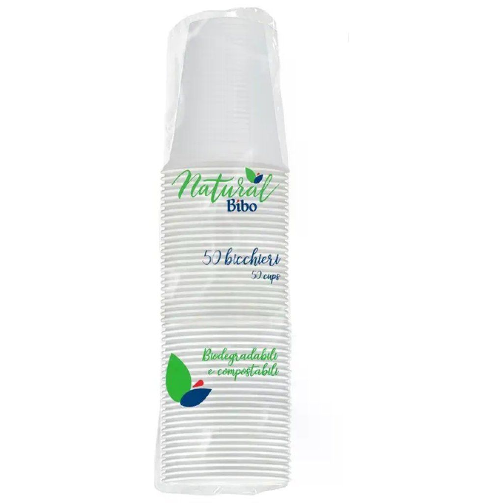 BIBO Bicchieri Biodegradabili e Compostabili, 200 ml, 50 Pezzi BIBO Bicchieri Biodegradabili e Compostabili, 200 ml, 50 Pezzi