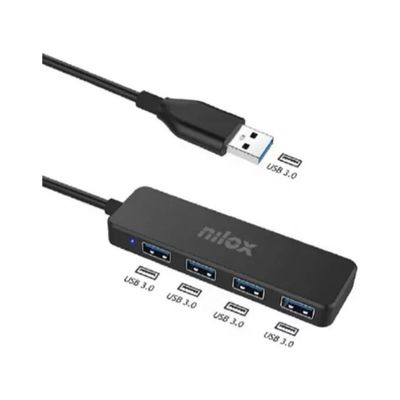 Nilox NXHUB402 Hub USB 4 Porte USB 3.2 Gen1, 5 Gbps, Nero