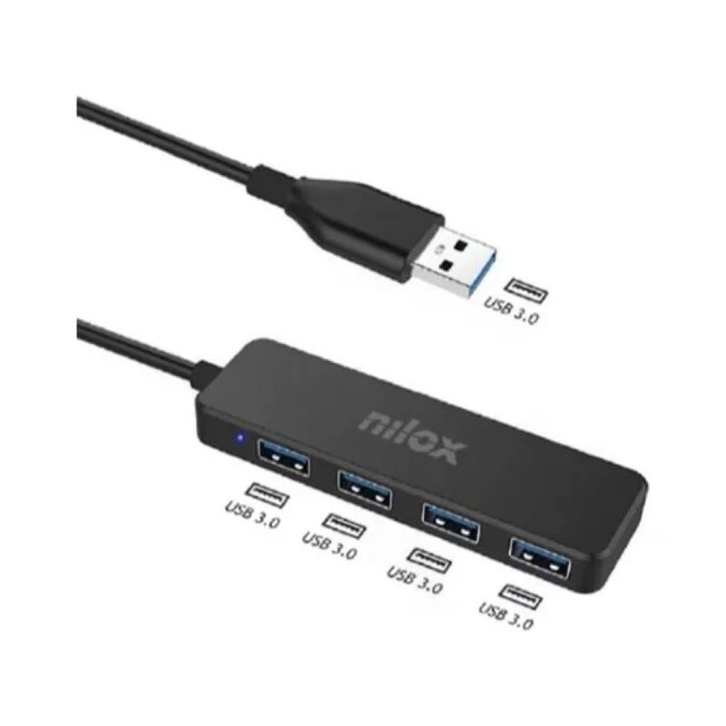 Nilox NXHUB402 Hub USB 4 Porte USB 3.2 Gen1, 5 Gbps, Nero
