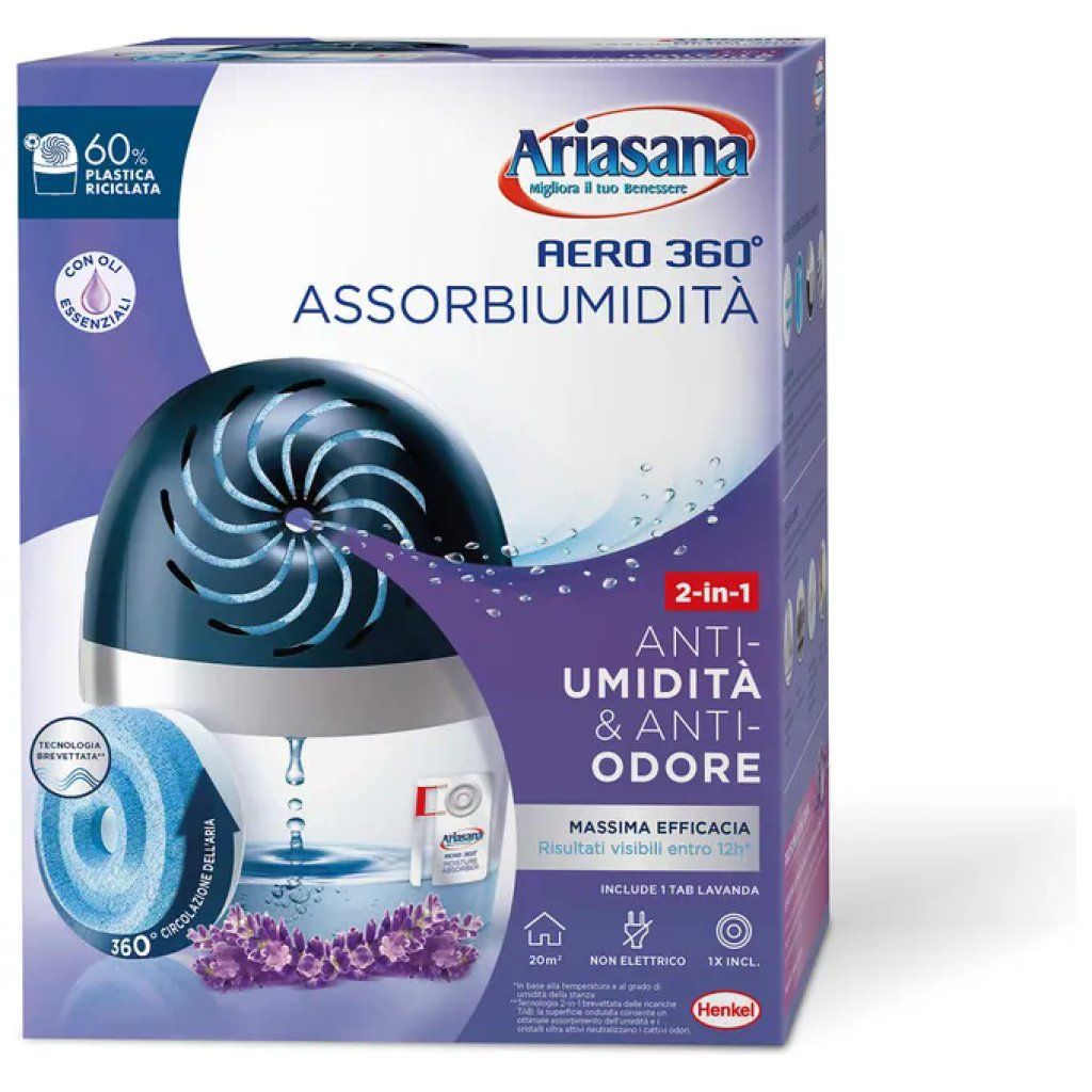 Ariasana Aero 360° Kit Assorbiumidità con Ricarica Lavanda 450 g