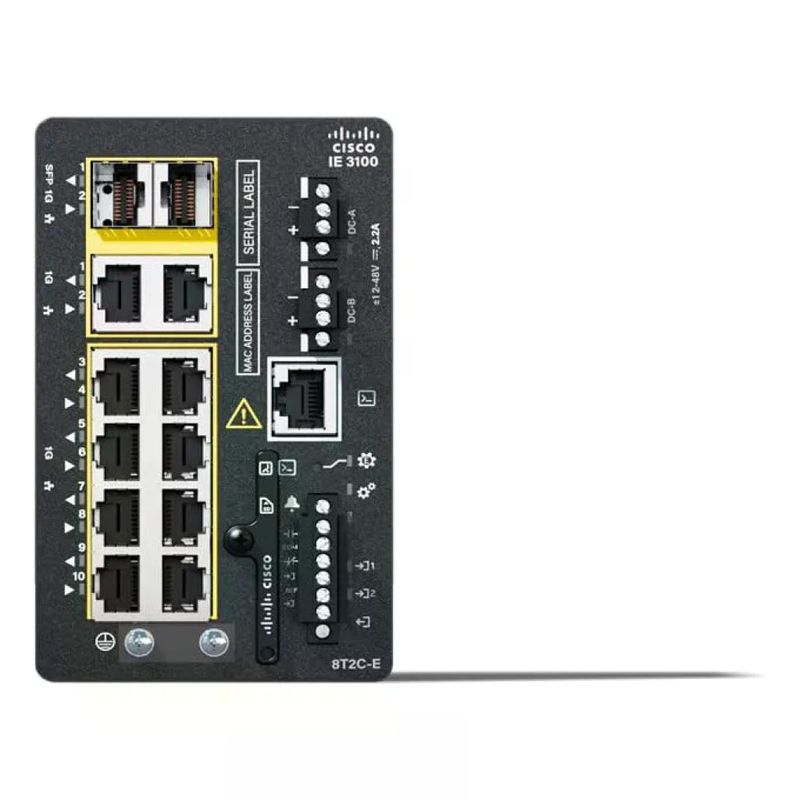 Cisco IE-3100-8T2C-E Switch Catalyst IE3100-8T2C-E 10 Porte Gigabit Ethernet Montaggio su Guida DIN Nero Cisco IE-3100-8T2C-E Switch Catalyst IE3100-8T2C-E 10 Porte Gigabit Ethernet Montaggio su Guida DIN Nero