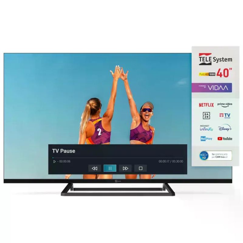 TELESYSTEM TELE System Smart TV 40 Pollici Full HD LED Frameless DVB-T2 tivu'sat