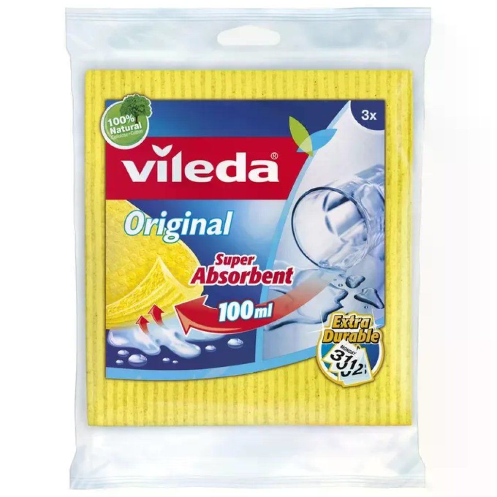 Vileda Panni Spugna Assorbenti, 3 Pezzi, 18 x 20 cm