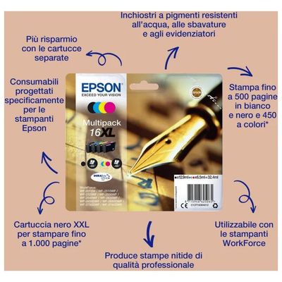 Epson T1621 Serie 16 Cartuccia Originale Nero Epson T1621 Serie 16 Cartuccia Originale Nero