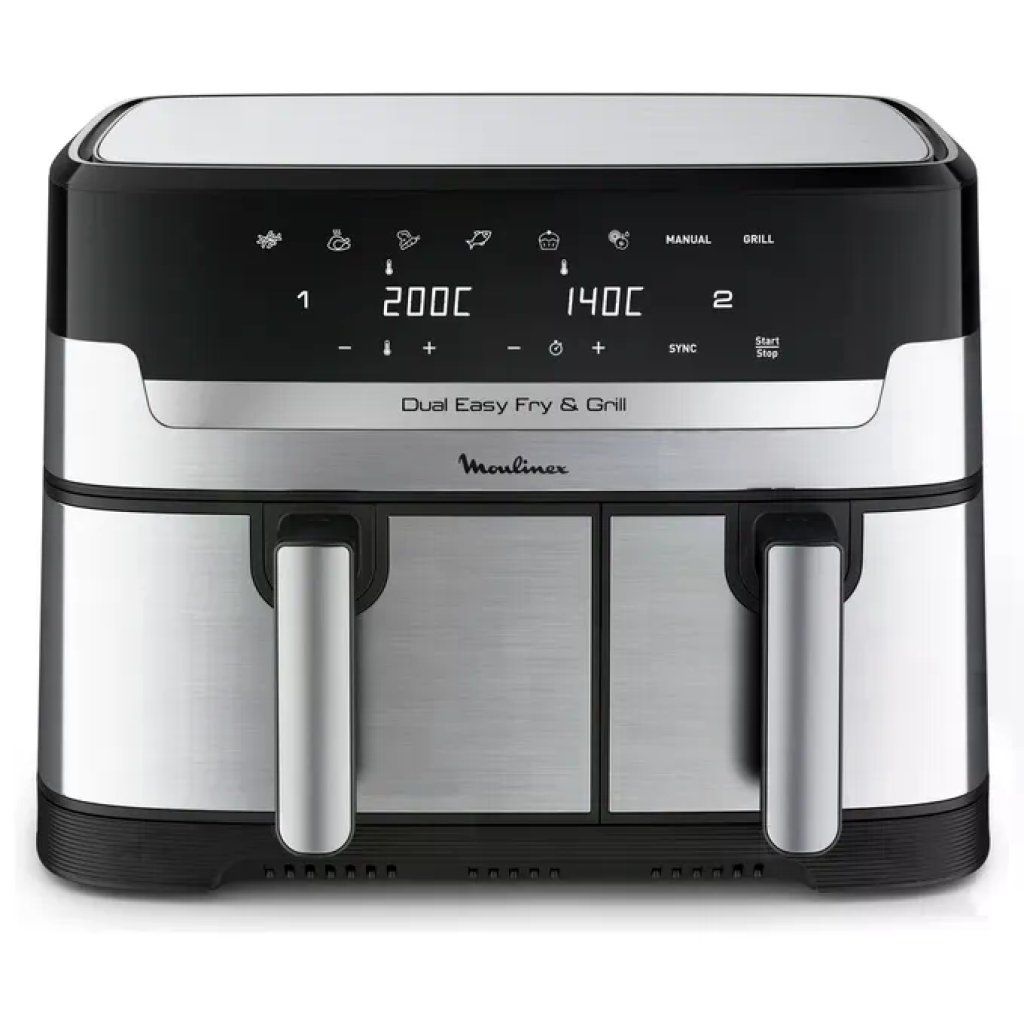 Moulinex EZ905D20 Friggitrice ad aria Doppio Cestello 8.3 L 2450 W 8 Programmi Display LCD colore Nero Inox