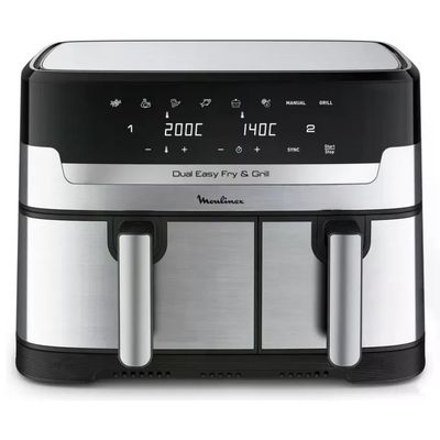 Moulinex EZ905D20 Friggitrice ad aria Doppio Cestello 8.3 L 2450 W 8 Programmi Display LCD colore Nero Inox