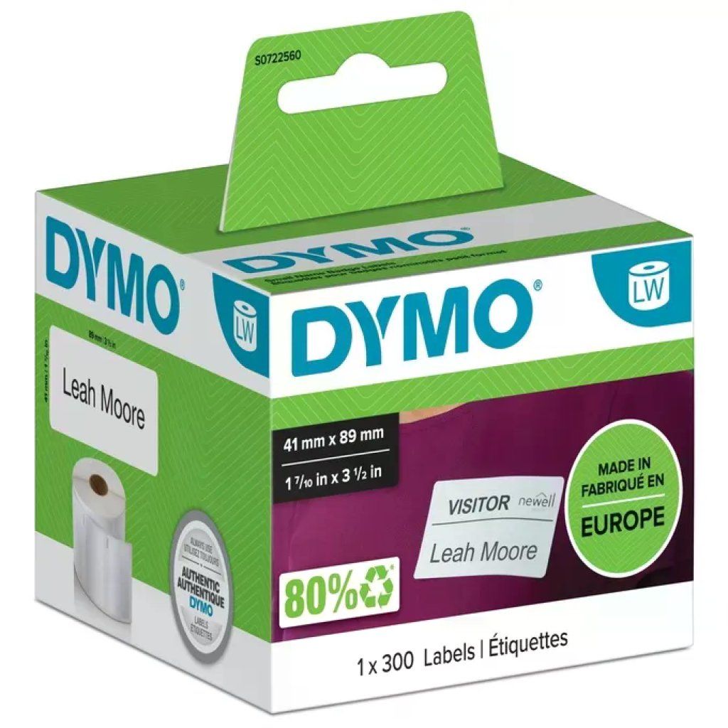 DYMO LabelWriter – Etichette badge nominativi piccole, 41 × 89 mm, 300 etichette DYMO LabelWriter – Etichette badge nominativi piccole, 41 × 89 mm, 300 etichette